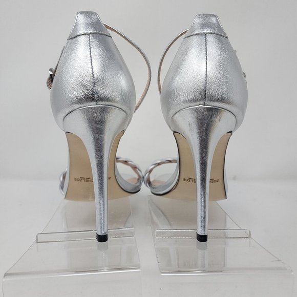 Rachel & Zoe Pumps Womens 9 Silver Heels Sandals Open Toe Shoes Metallic - Picture 8 of 10